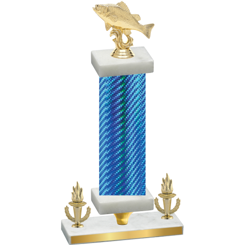 Premium Single Blue Carbon Fiber Victory Fishing Trophy