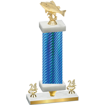 Premium Single Blue Carbon Fiber Year Fishing Trophy