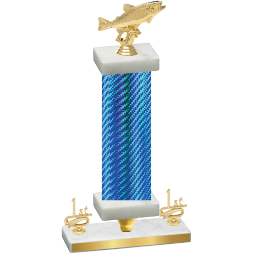 Premium Single Blue Carbon Fiber First Place Fishing Trophy