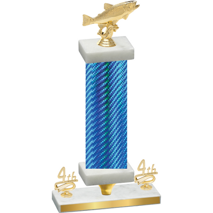 Premium Single Blue Carbon Fiber Fourth Place Fishing Trophy