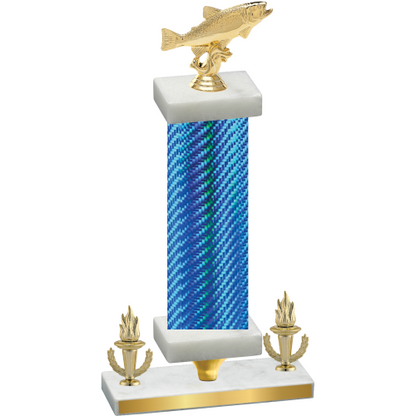Premium Single Blue Carbon Fiber Victory Fishing Trophy