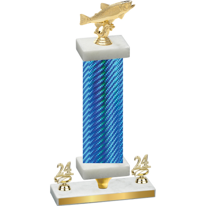 Premium Single Blue Carbon Fiber Year Fishing Trophy