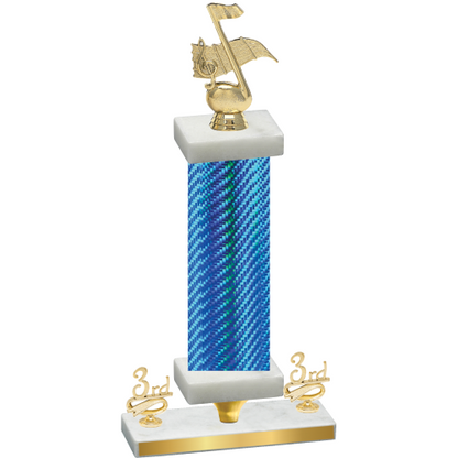Premium Single Blue Carbon Fiber Third Place Music Trophy