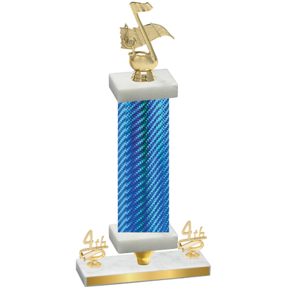 Premium Single Blue Carbon Fiber Fourth Place Music Trophy