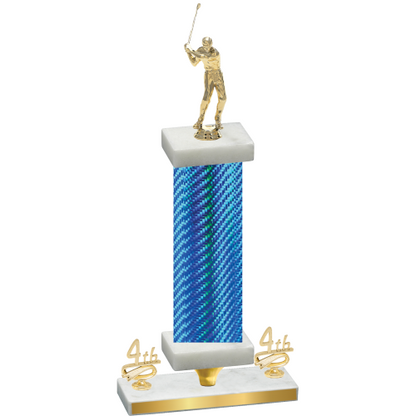 Premium Single Blue Carbon Fiber Fourth Place Golf Trophy