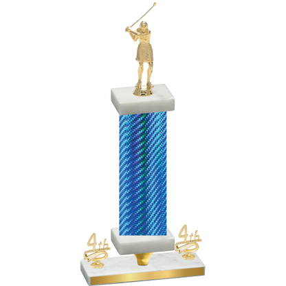 Premium Single Blue Carbon Fiber Fourth Place Golf Trophy