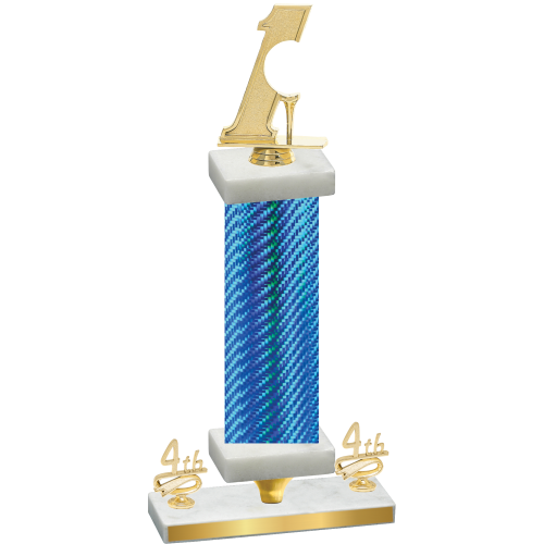 Premium Single Blue Carbon Fiber Fourth Place Golf Trophy