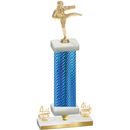 Premium Single Blue Carbon Fiber Fourth Place Karate Trophy