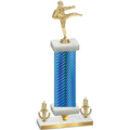 Premium Single Blue Carbon Fiber Victory Karate Trophy