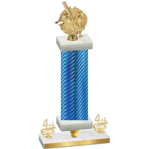 Premium Single Blue Carbon Fiber Fourth Place Baseball Trophy