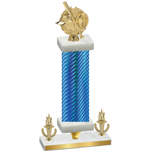 Premium Single Blue Carbon Fiber Victory Baseball Trophy