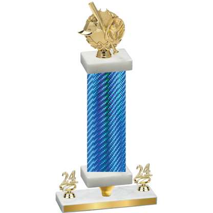 Premium Single Blue Carbon Fiber Year Baseball Trophy