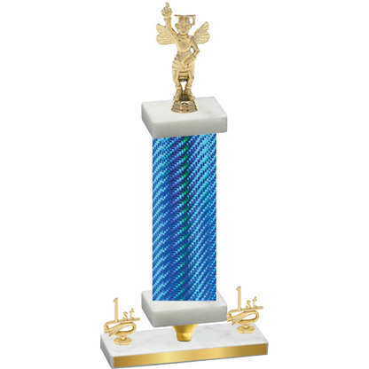 Premium Single Blue Carbon Fiber First Place Academics Trophy