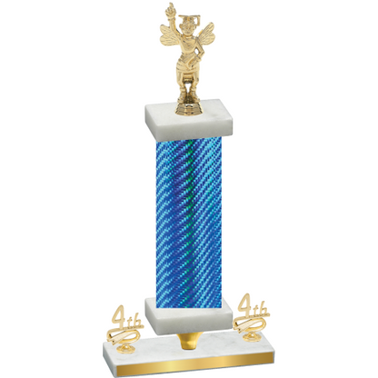 Premium Single Blue Carbon Fiber Fourth Place Academics Trophy