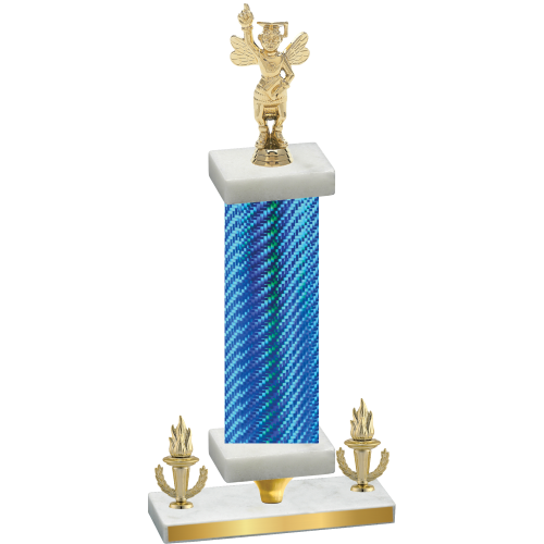 Premium Single Blue Carbon Fiber Victory Academics Trophy