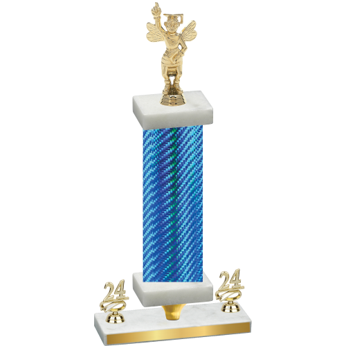 Premium Single Blue Carbon Fiber Year Academics Trophy