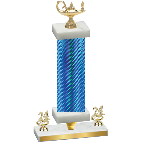 Premium Single Blue Carbon Fiber Year Academics Trophy