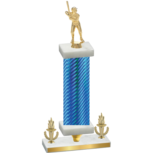 Premium Single Blue Carbon Fiber Victory Baseball Trophy