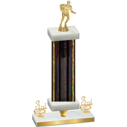 Premium Single Black Glacier Third Place Rugby Trophy
