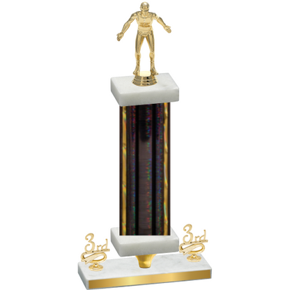 Premium Single Black Glacier Third Place Wrestling Trophy