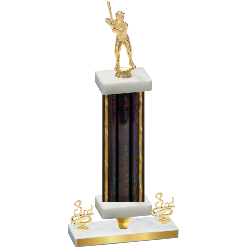 Premium Single Black Glacier Third Place Baseball Trophy