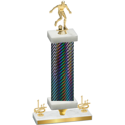 Premium Single Black Carbon Fiber First Place Soccer Trophy