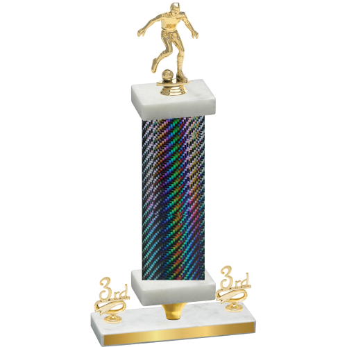 Premium Single Black Carbon Fiber Third Place Soccer Trophy