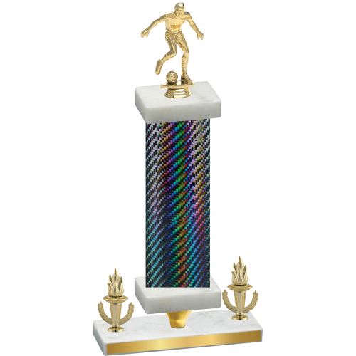 Premium Single Black Carbon Fiber Victory Soccer Trophy