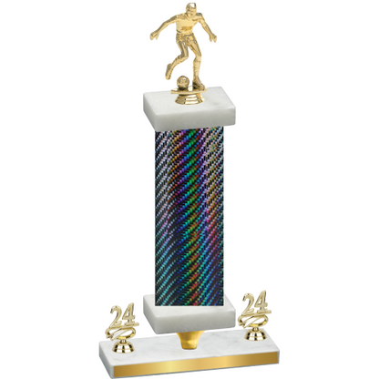 Premium Single Black Carbon Fiber Year Soccer Trophy