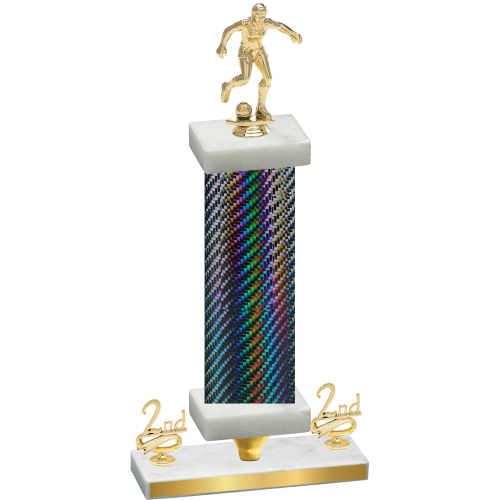 Premium Single Black Carbon Fiber Second Place Soccer Trophy