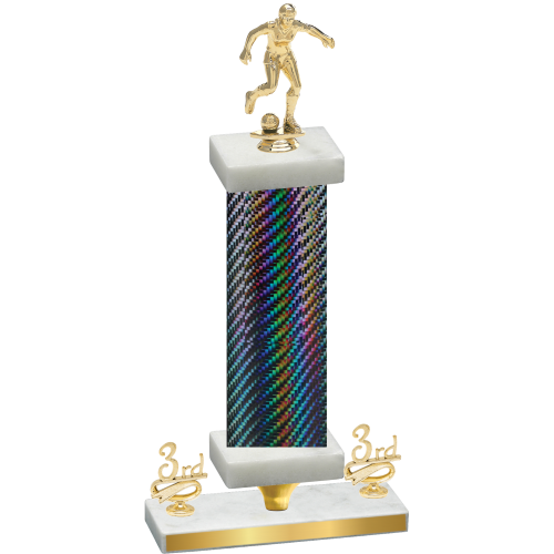 Premium Single Black Carbon Fiber Third Place Soccer Trophy