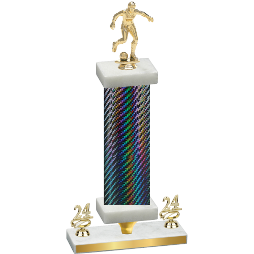 Premium Single Black Carbon Fiber Year Soccer Trophy