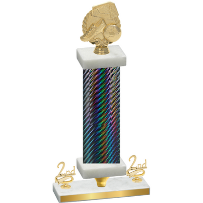 Premium Single Black Carbon Fiber Second Place Soccer Trophy