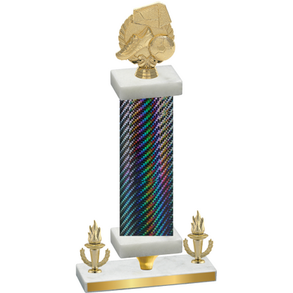 Premium Single Black Carbon Fiber Victory Soccer Trophy