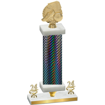 Premium Single Black Carbon Fiber Year Soccer Trophy