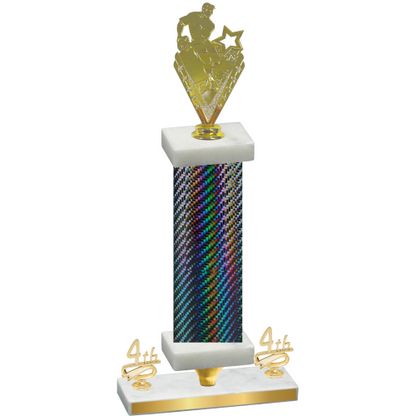 Premium Single Black Carbon Fiber Fourth Place Rugby Trophy