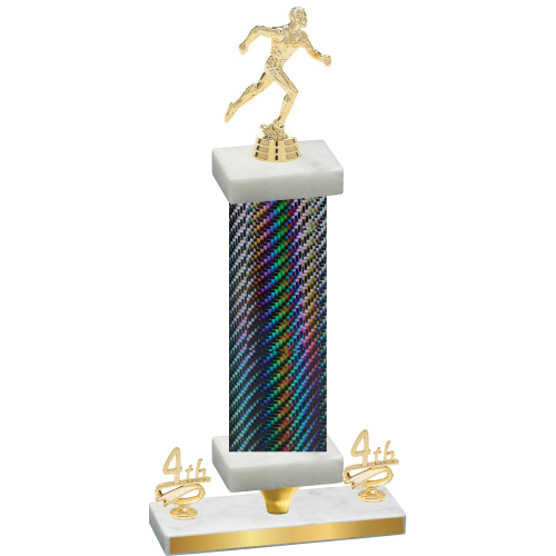 Premium Single Black Carbon Fiber Fourth Place Running Trophy