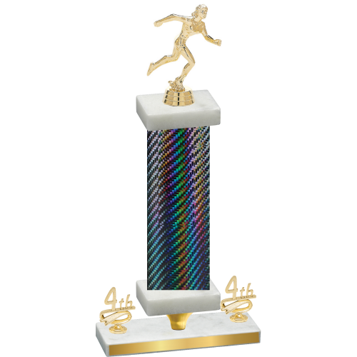 Premium Single Black Carbon Fiber Fourth Place Running Trophy
