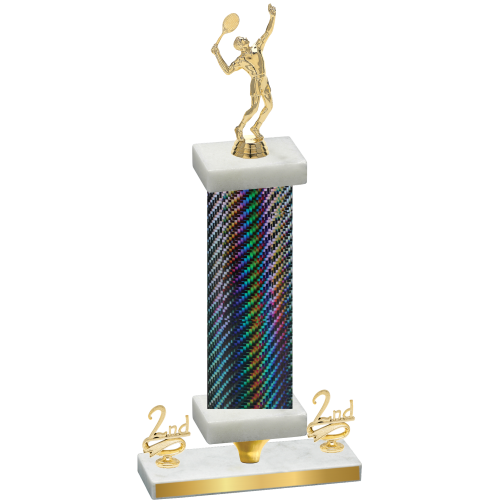 Premium Single Black Carbon Fiber Second Place Tennis Trophy