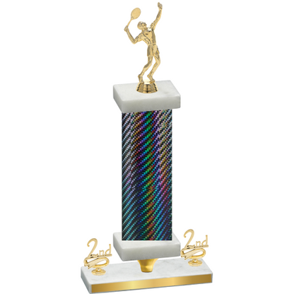 Premium Single Black Carbon Fiber Second Place Tennis Trophy