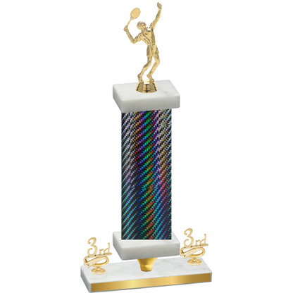 Premium Single Black Carbon Fiber Third Place Tennis Trophy