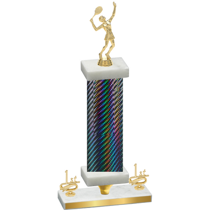 Premium Single Black Carbon Fiber First Place Tennis Trophy