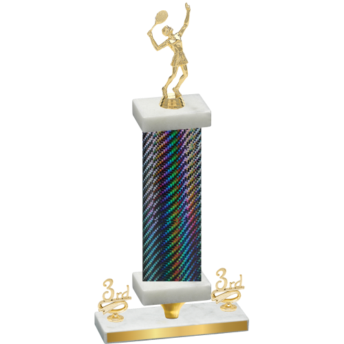 Premium Single Black Carbon Fiber Third Place Tennis Trophy