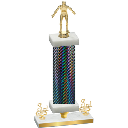 Premium Single Black Carbon Fiber Third Place Wrestling Trophy
