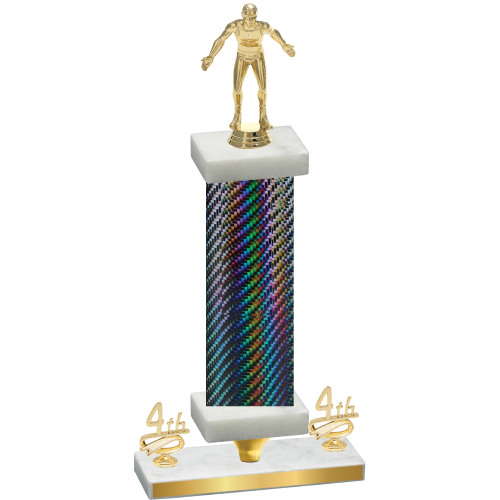 Premium Single Black Carbon Fiber Fourth Place Wrestling Trophy
