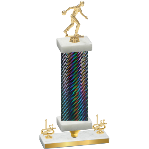 Premium Single Black Carbon Fiber First Place Bowling Trophy