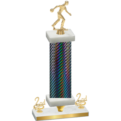 Premium Single Black Carbon Fiber Second Place Bowling Trophy