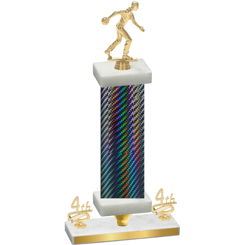 Premium Single Black Carbon Fiber Fourth Place Bowling Trophy