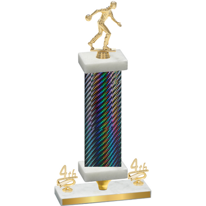 Premium Single Black Carbon Fiber Fourth Place Bowling Trophy