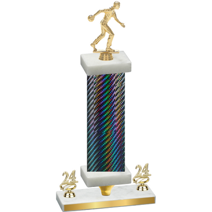 Premium Single Black Carbon Fiber Year Bowling Trophy